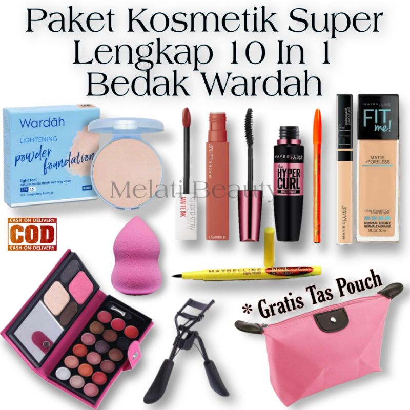 Paket Kosmetik Super Lengkap 10 In 1 / Paket Kosmetik / Make Up Wardah / Bedak Wardah / Fit Me / Kosmetik / Paket Kosmetik Murah / Kecantikan / Kosmetik Maybelline