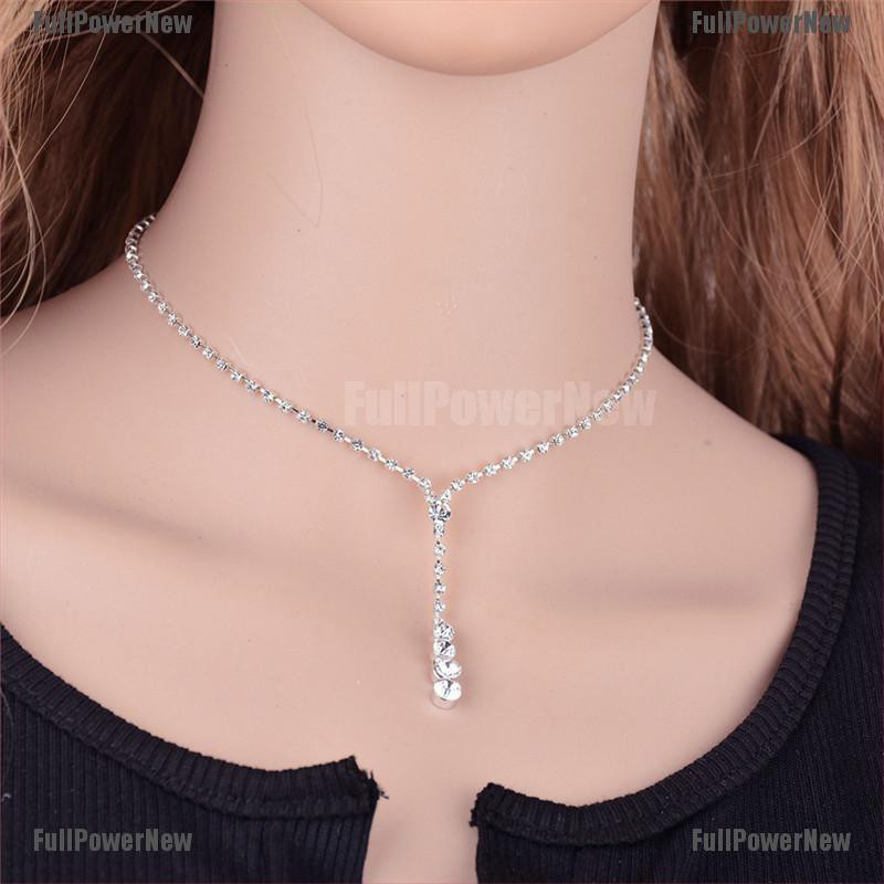 1 Set Kalung Anting Kristal Berlian Imitasi Untuk Pernikahan