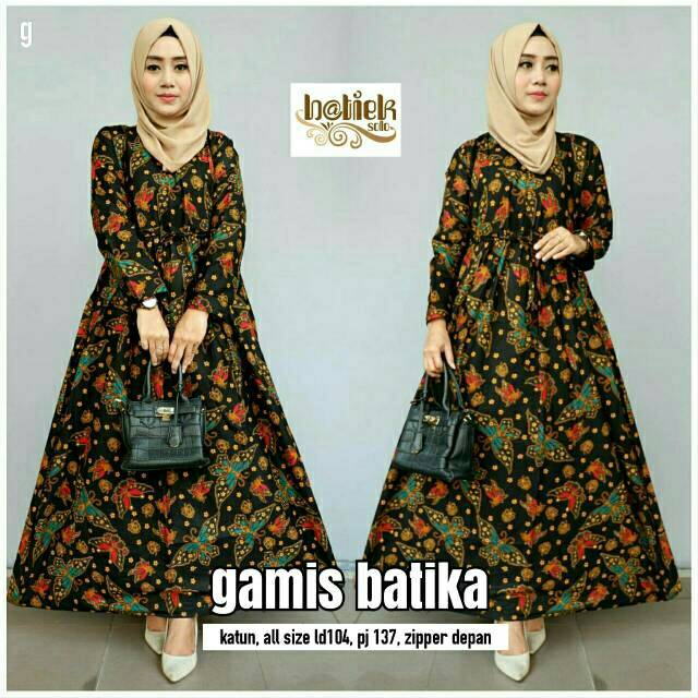 Long Dress batik gamis batika nadine, manggar, kobis, raisa, kupu, padi, ulir, manis, gendis, sekar