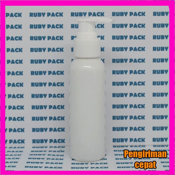[ isi 10Pcs ] Botol plastik pet Pump lotion 100ml Putih Body Putih