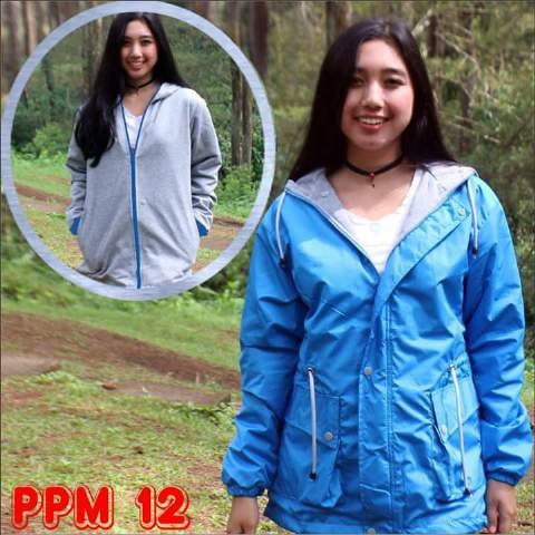 Jaket DC Bolak Balik Parka Turkis Abu / Jaket Bolak Balik / Jaket Parka