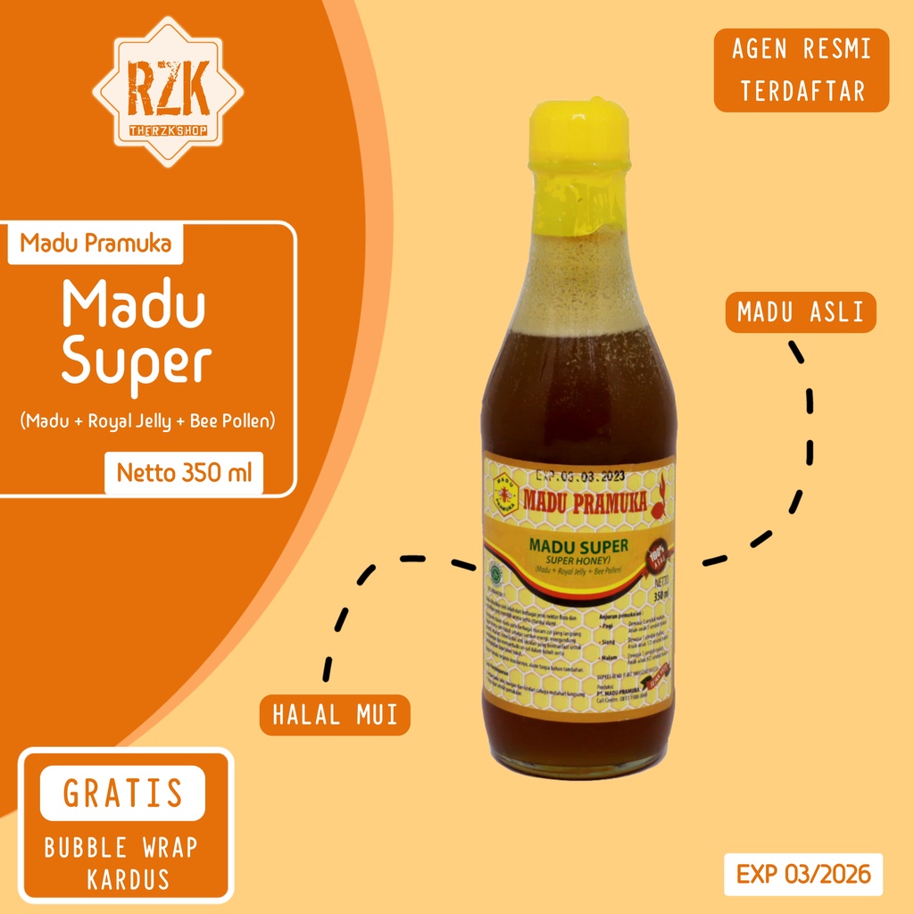 

Madu Pramuka Madu Super (Madu + Royal Jelly + Bee Pollen) 350 ml