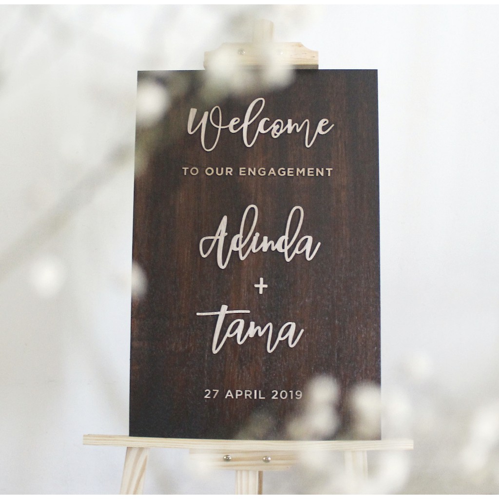 Welcome Sign 60 X 40 / Dekorasi Lamaran / Wooden Sign / Wedding Sign