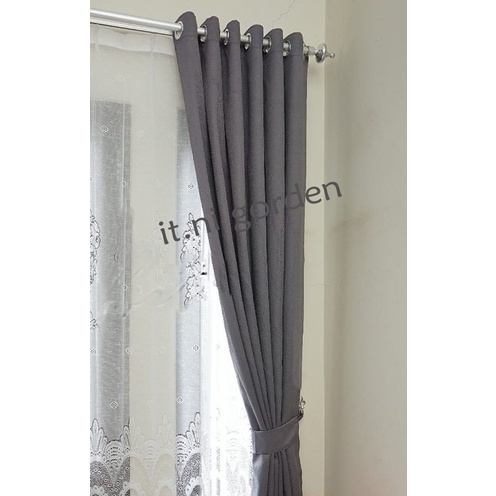 SFR Gorden Smokring BLACKOUT Polos Motif SAFRON T200cm untuk Gorden Pintu atau Jendela