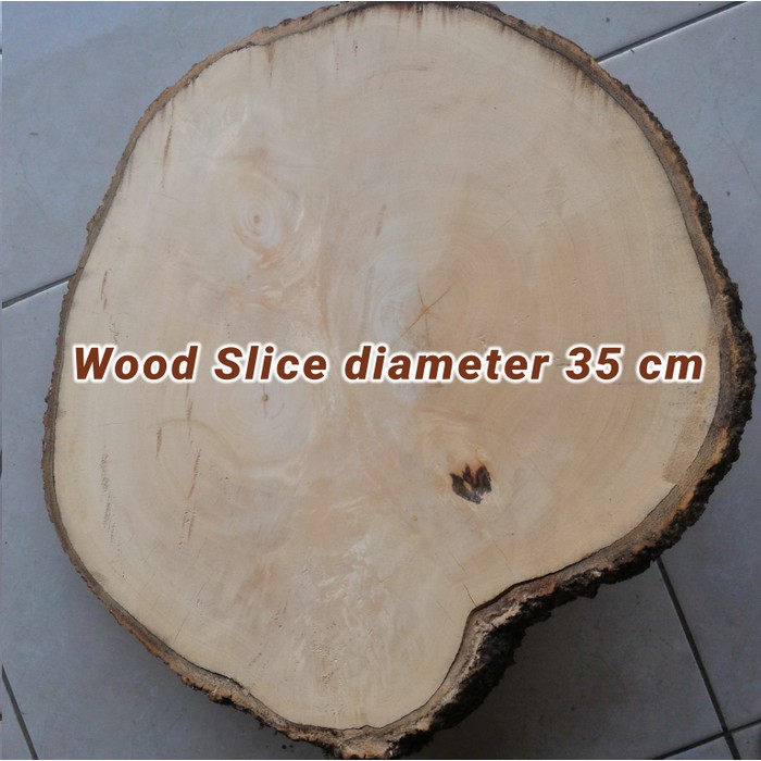 Wood slice diameter 35-37 cm dekorasi craft wooden log nampan kayu