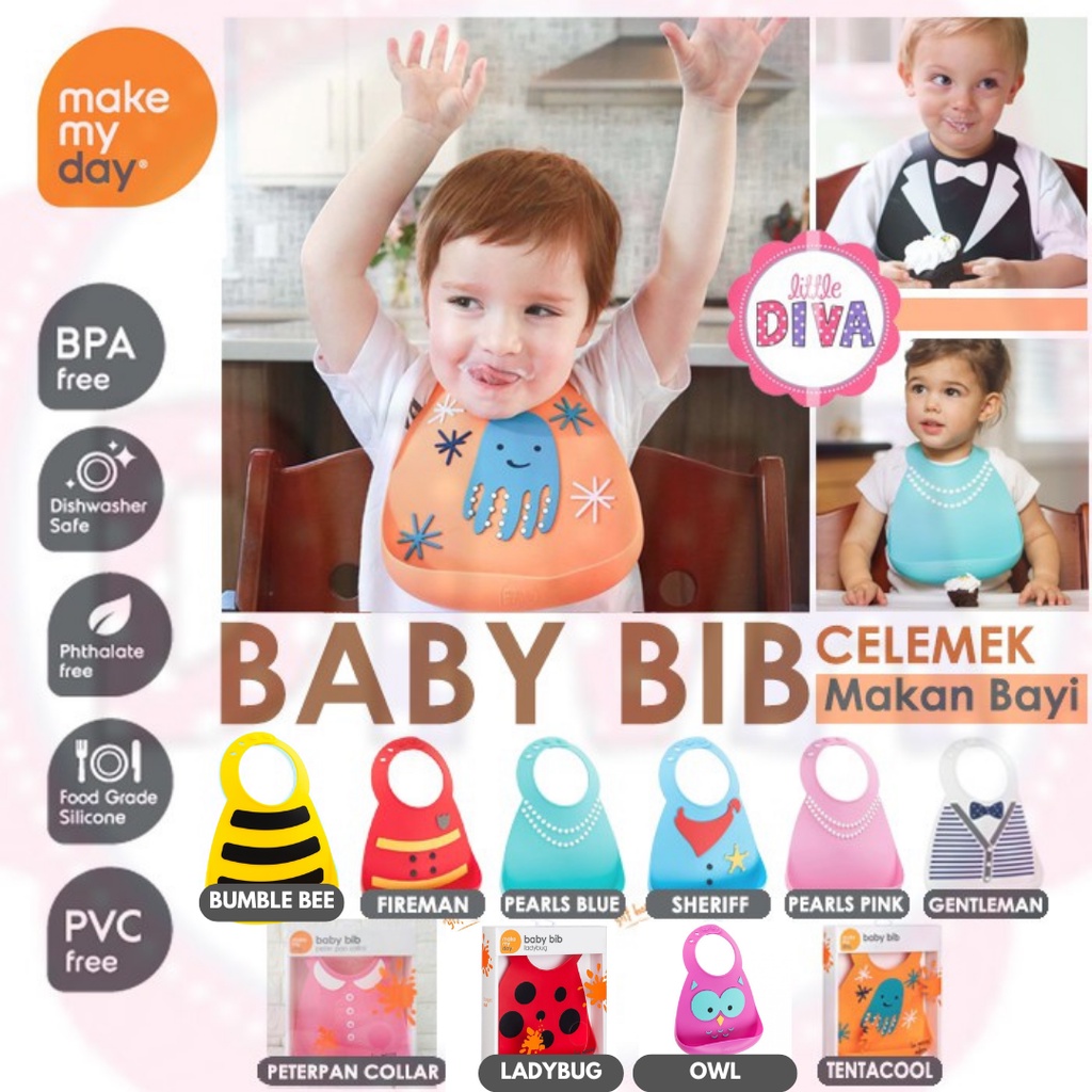 Slaber Bayi ORI MAKE MY DAY - BABY BIB - Celemek Makan Bayi - SLABBER Untuk umur 6 bulan s/d 3 tahun