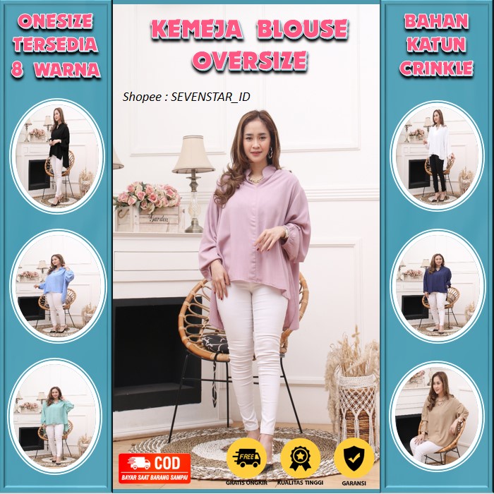 Kemeja Blouse Wanita Korea Atasan BluBlose Bluse Korean Style Cewek Oversize Lengan Panjang Baju Kam