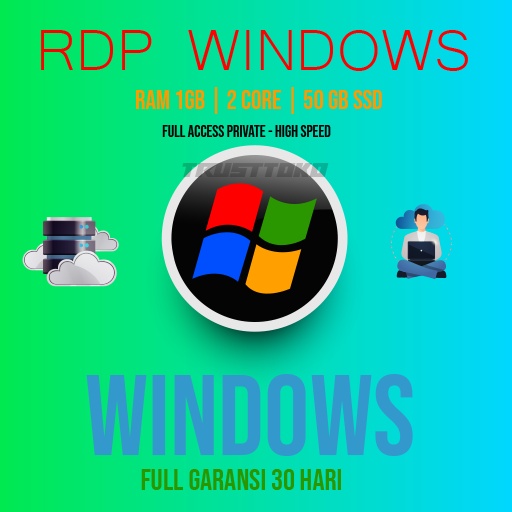 RDP WINDOWS RAM 2GB 1CPU FULL ADMINISTRATOR, FULL GARANSI 30 HARI