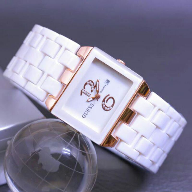 Jam Tangan Guess Mika Keramik—Jam Tangan Wanita Anti air—Jam Tangan Wanita Model Terbaru 01—Jam Tang