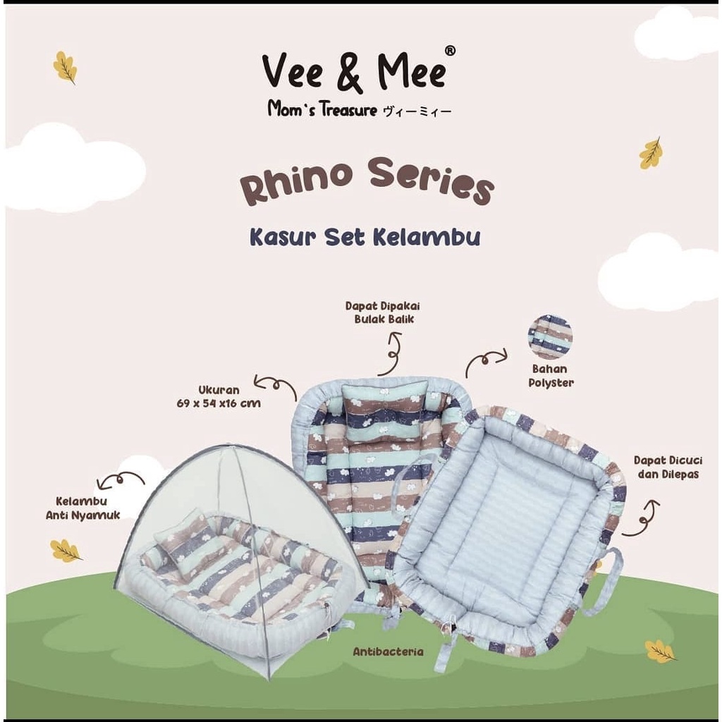 [2 Kg] Vee &amp; Mee Kasur Bayi Serut Anti Bakteri + Kelambu Kojong Rhino Series -  VMK 2010