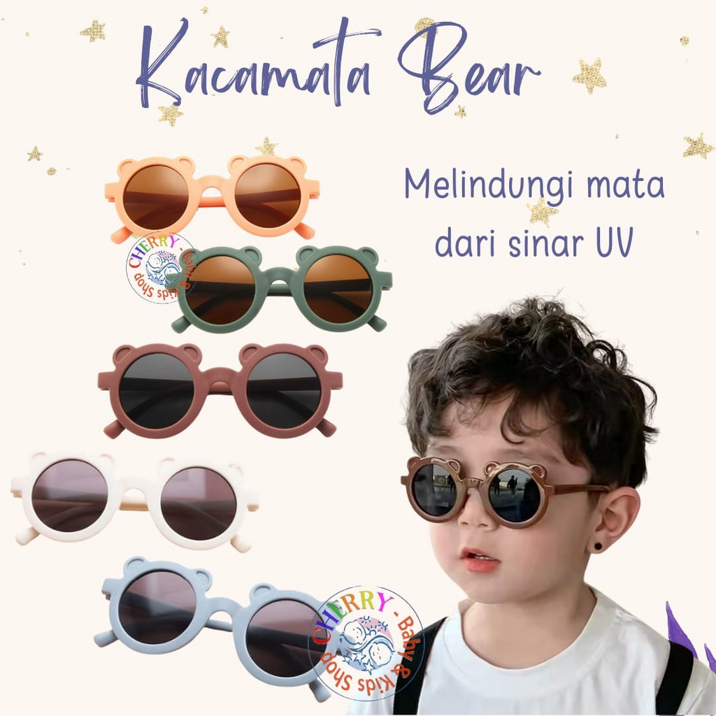 Kacamata Anti Silau Motif Beruang Kacamata Bear Anak Fashion Viral / Kacamata Anti Ultraviolet/ Kacamata Gaya Fashion Anak Baru Bingkai Telinga CBKS LC