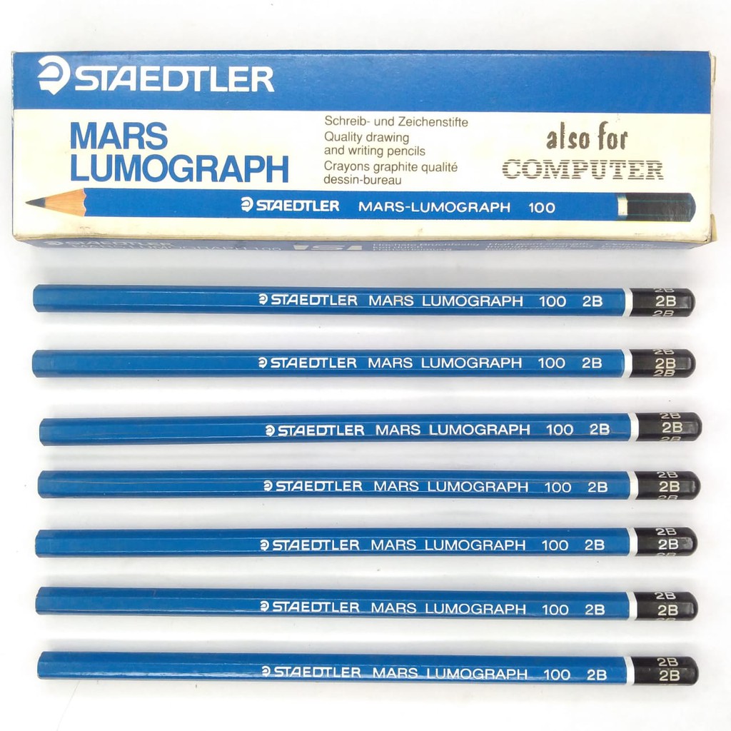 

pensil staedtler 2B ujian komputer original mars lumograph 100 biru exam grade