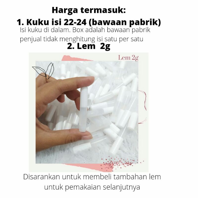 Kuku palsu motif 24pcs GRATIS LEM!  WEDDING NAILS 3D