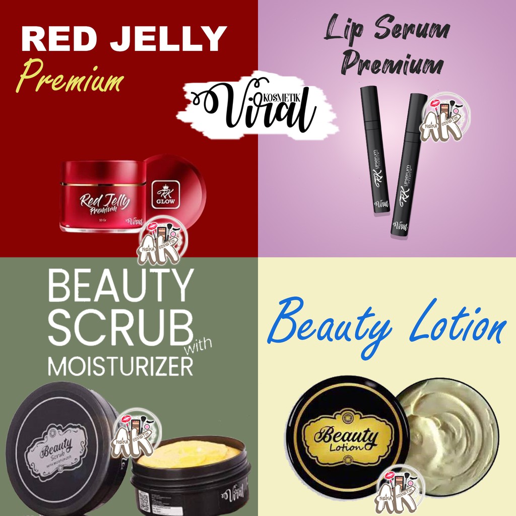 BEAUTY RK LOTION VIRAL,SCRUB, RK GLOW RED JELLY, RK LIP SERUM BPOM ORIGINAL 100%