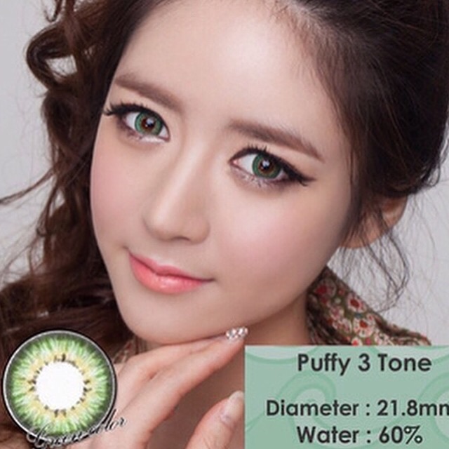 Softlens Puffy 3 Tone gray brown blue violet green