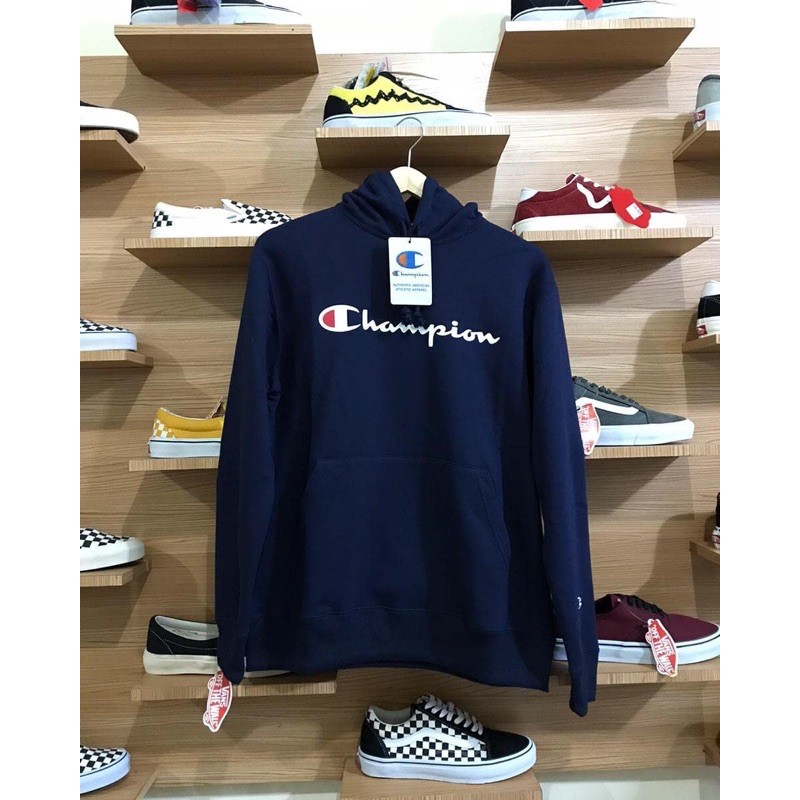 ( COD ) HOODIE CHAMPION SCRIP 100% ORIGINAL NAVY