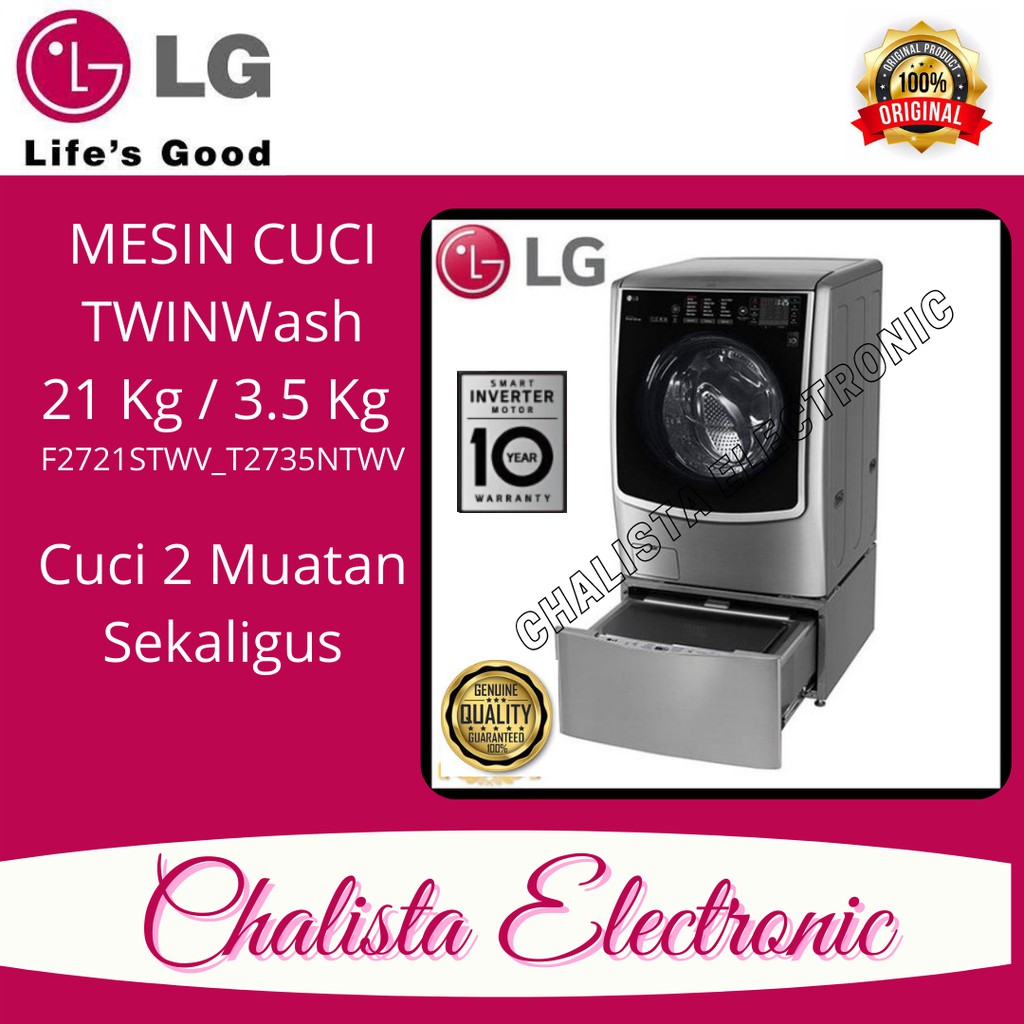 LG  MESIN CUCI 21KG TWIN WASH LG F2721STWV DAN T2735NTWV INVERTER MOTOR F2721S 2721S
