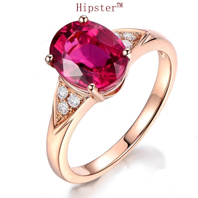 Hot Sale Fashion Trend Rose Gold Inlaid Ruby Adjustable Ring