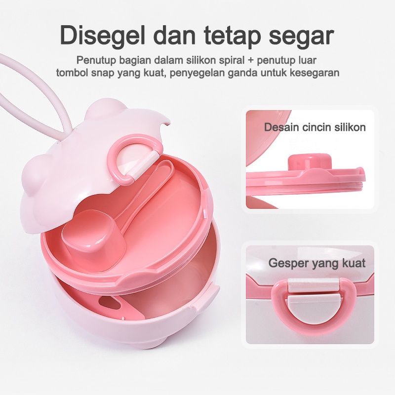 HIPPO LAND Kotak Penyimpanan Susu Bubuk Bayi Portabel Sealed Bentuk Bulat Mini 190