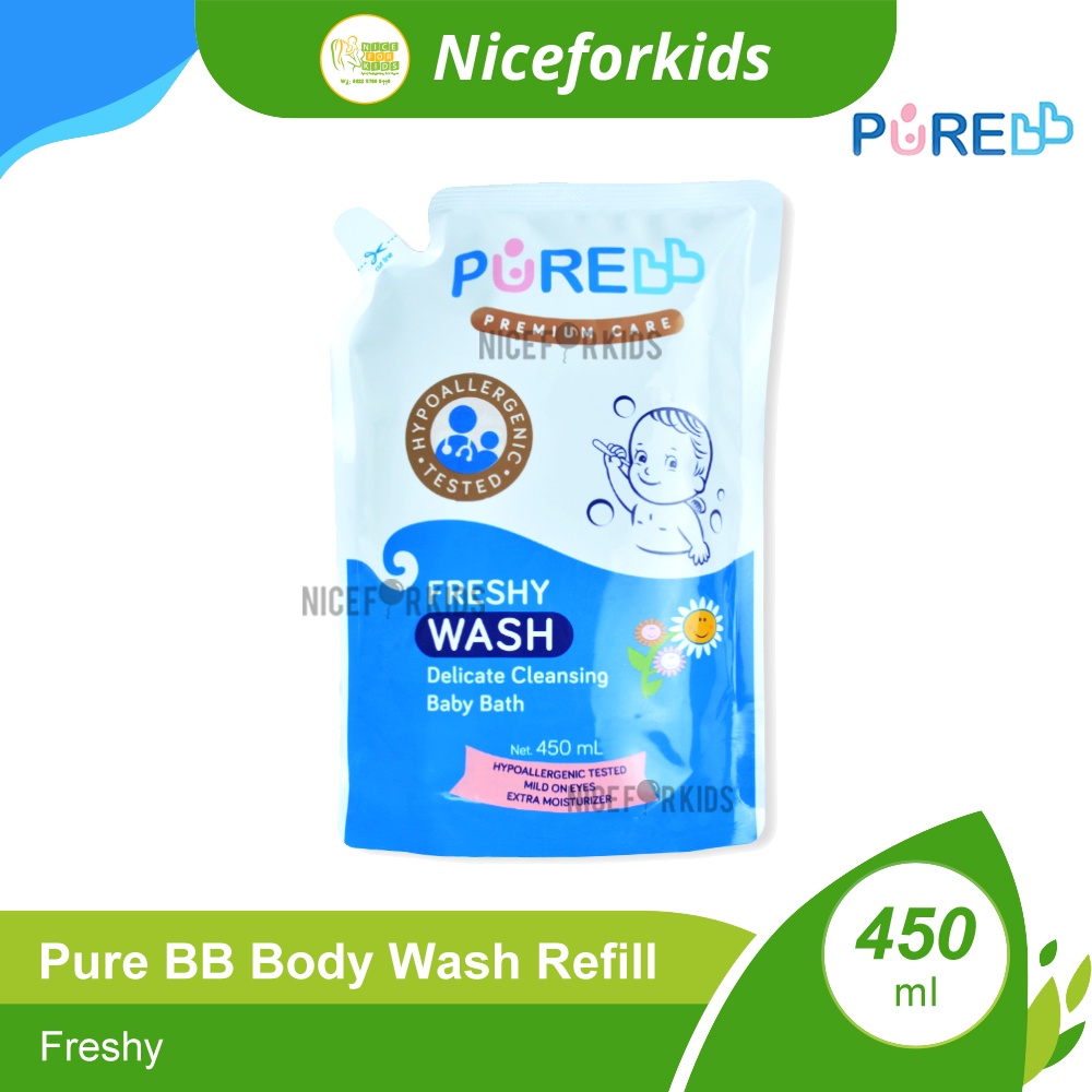 Pure Baby Premium Wash 450 ml / Pure BB Sabun Cair Mandi Bayi Premium Refill