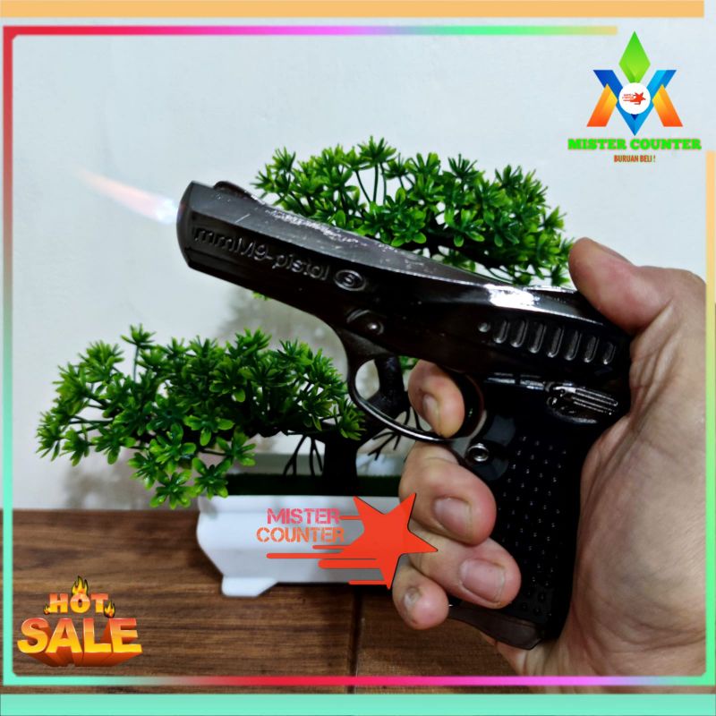 Korek Api Pistol Bareta M9 Bahan Besi - Korek Gas Full Steel