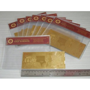 Uang Kertas Seratus Ribu Lapis Emas Gold Foil Dengan Folder Sertifikat