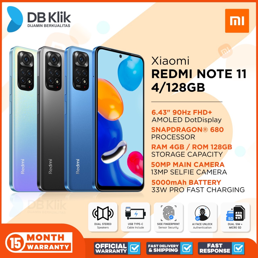 Handphone Xiaomi Redmi Note 11 4/128GB-Note 11 4GB 128GB Garansi Resmi