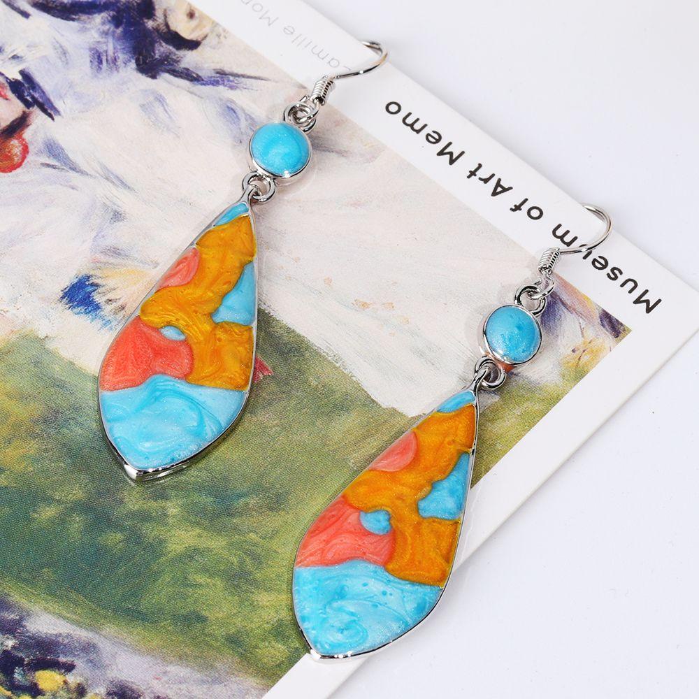 Preva 1pasang Anting Turquoise Earrings Trendy Pernikahan Fashion Opal