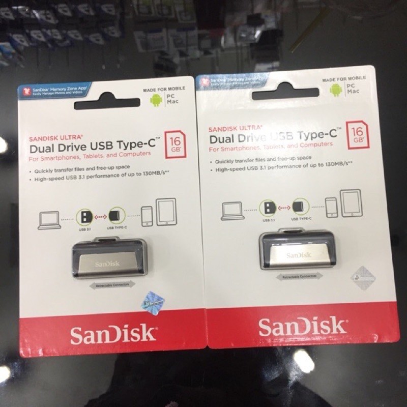 FLASHDISK SANDISK ULTRA DUAL DRIVE USB TYPE-C 16GB FLASHDISK OTG TYPE C ORIGINAL