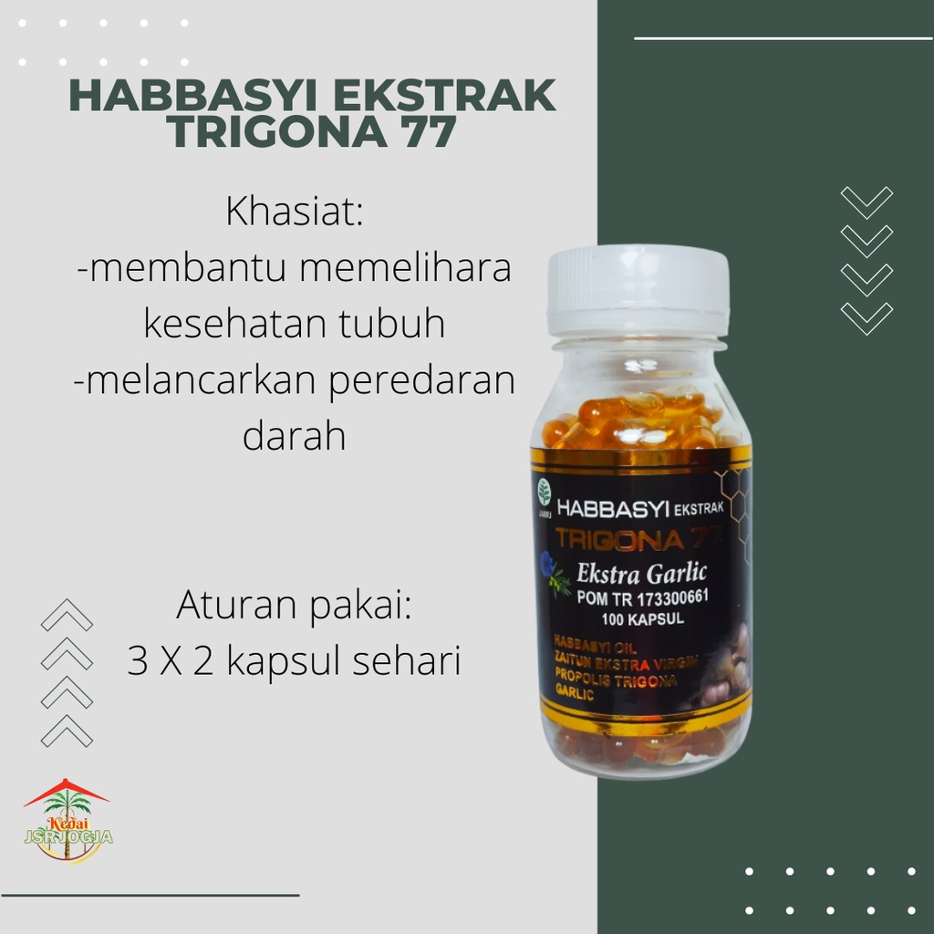 Habbasyi Trigona 77 Habbatussauda Plus Zaitun Propolis Garlic 100 Kapsul POM