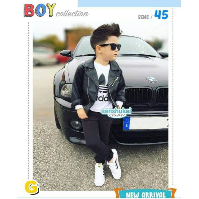 STB-SE101 Senshukei 3in1 Adidas  Black Leather Jacket Set Jeans