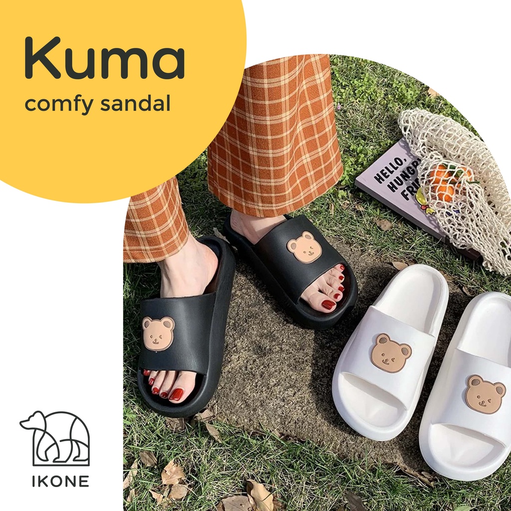 【IKONE】KUMA Bear Sandal Slip motif Beruang Unisex Sandal Rumah