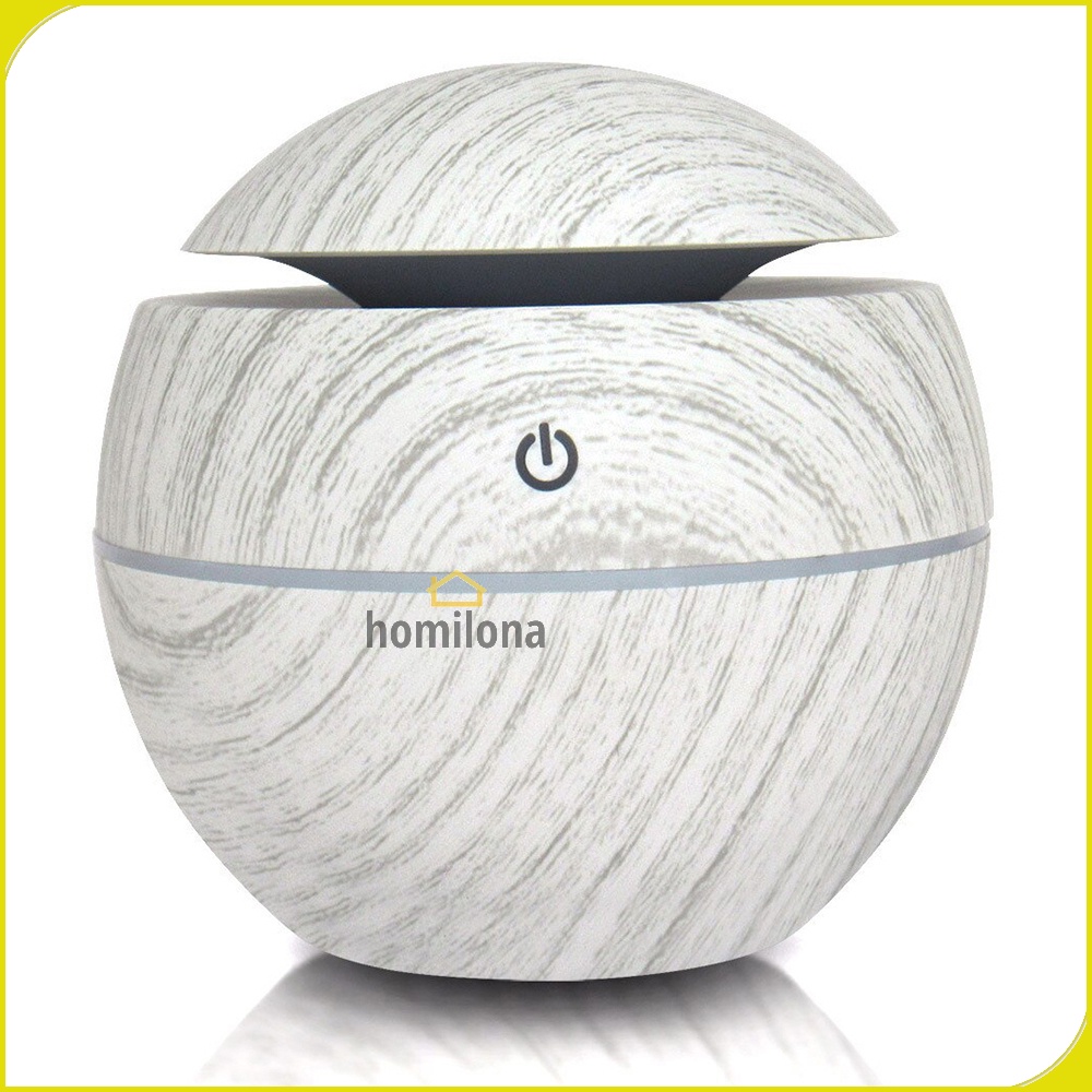 Humidifier Diffuser Aromaterapi Ultrasonic Motif Kayu 130ml - Taffware HUMI J-006E White - Aromatherapy Essential Oil Burner Mini Bulat Bola Planet Wood Design