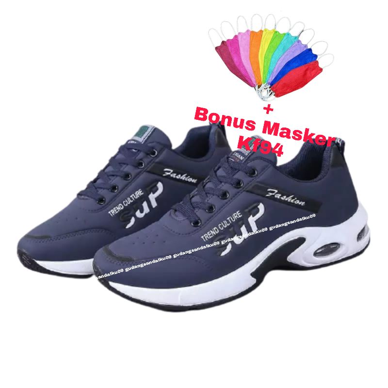 CUCI GUDANG Sneaker Pria Bonus MASKER KF94 Sneaker pria biru  Sepatu Pria Keren Sepatu Pria Casual Murah HPD501