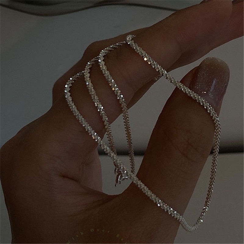 Kalung Rantai Klavikula Bahan 925 Sterling Silver Untuk Aksesoris Wanita