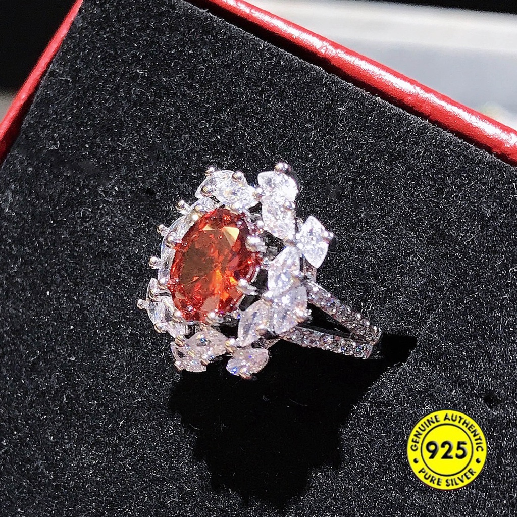 Cincin Sterling Silver 925 Model Terbuka Bisa Disesuaikan Dengan Permata Berwarna Untuk Wanita