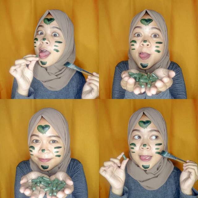 Masker Spirulina 100% Original Asli Natural - Kapsul Masker Pemutih dan Pencerah Wajah Anti Jerawat