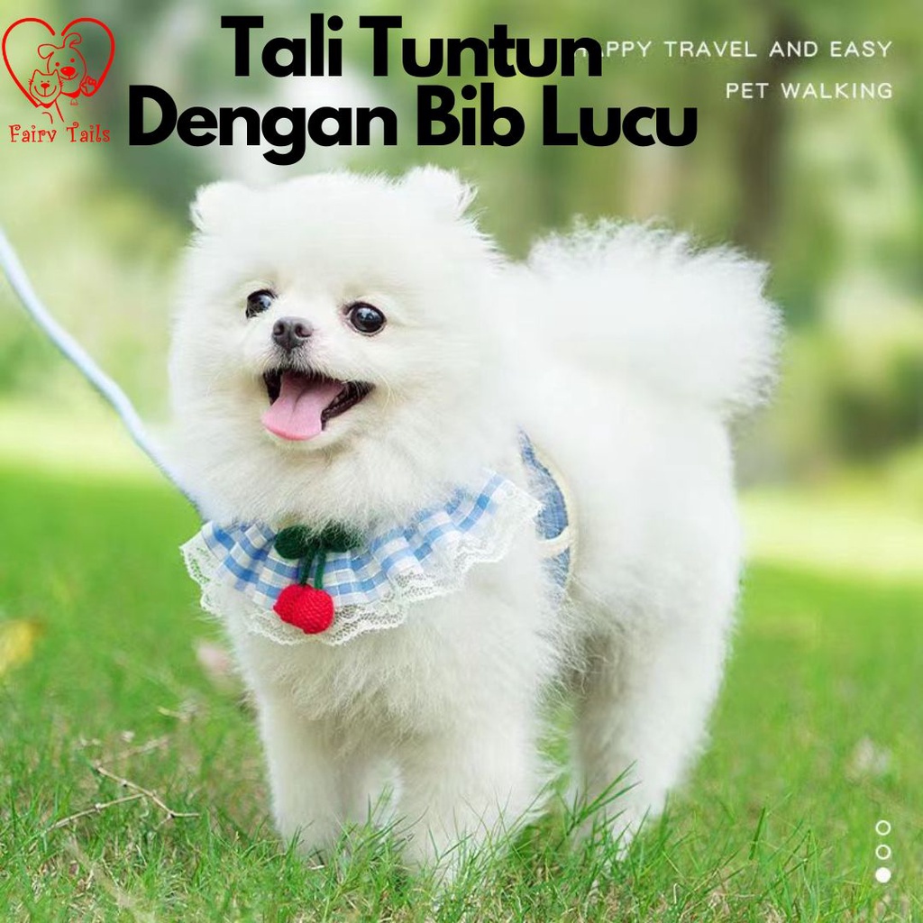 Tali Tuntun Tali Kekang dengan Bib Lucu Untuk Anabul Kucing dan Anjing Travel Outdoor | Pet Cat Dog Leash with Backpack