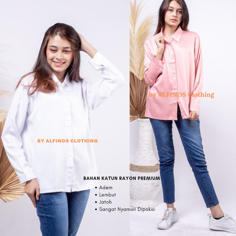 Kemeja Putih| Kemeja Putih Wanita | Kemeja Putih Wanita Lengan Panjang | Kemeja Rayon Wanita