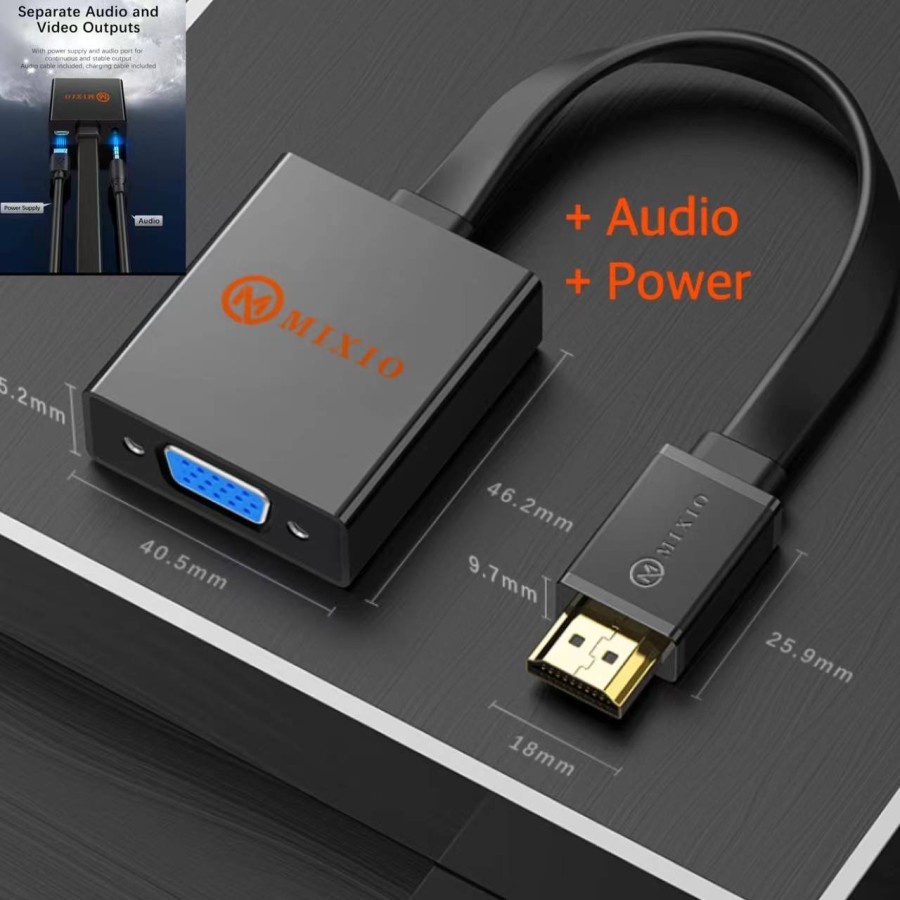 ACK (MIXIO ACK) - Adapter Converter HDMI to VGA with Audio &amp; Power