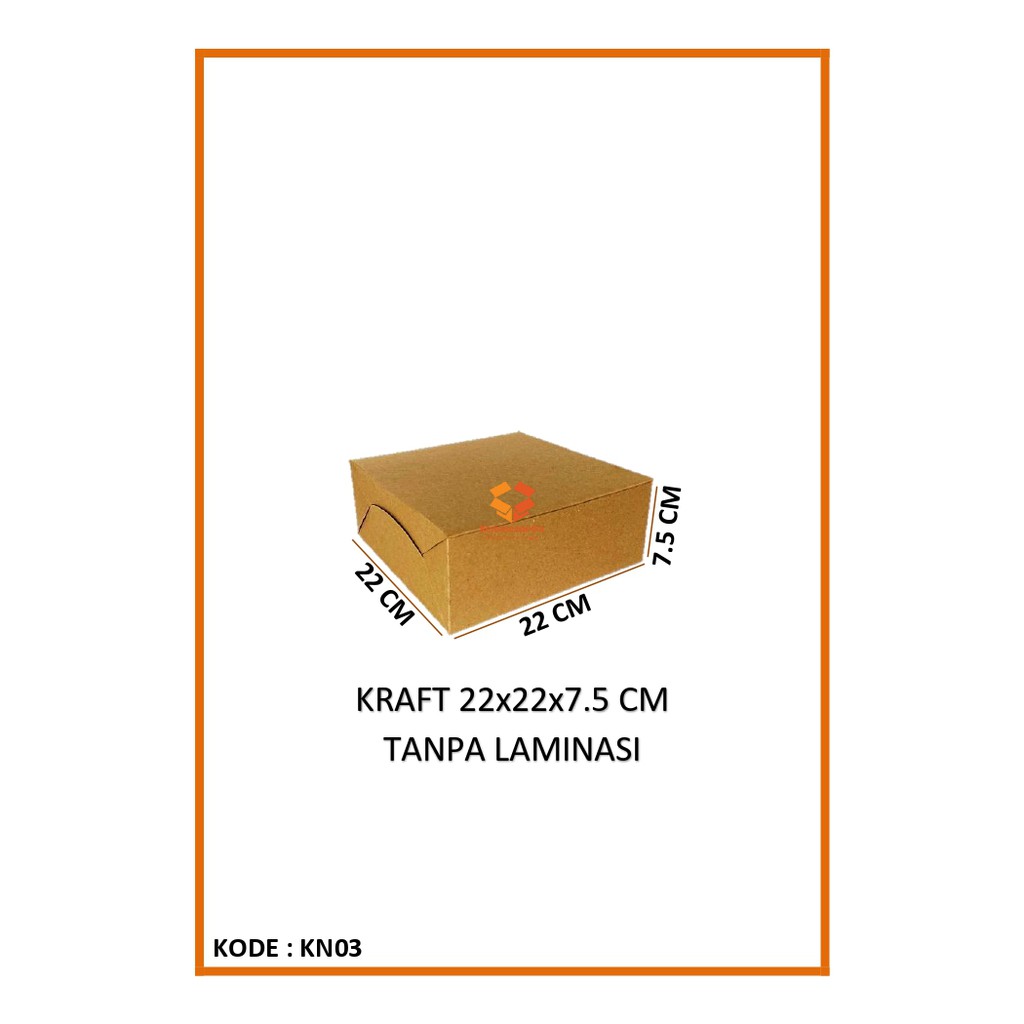 

Kotak Kraft 22x22x7.5 Cm / Box Dus Kemasan Roti Kue Cake Hampers Tart