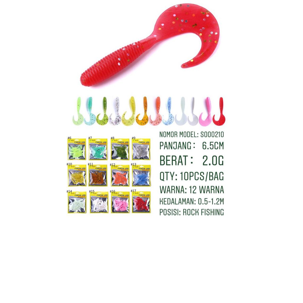 UMPAN SOFT 6.5cm/2gr SO00210 LURE EKOR BULAN SABIT LURE UMPAN KARET PANCING