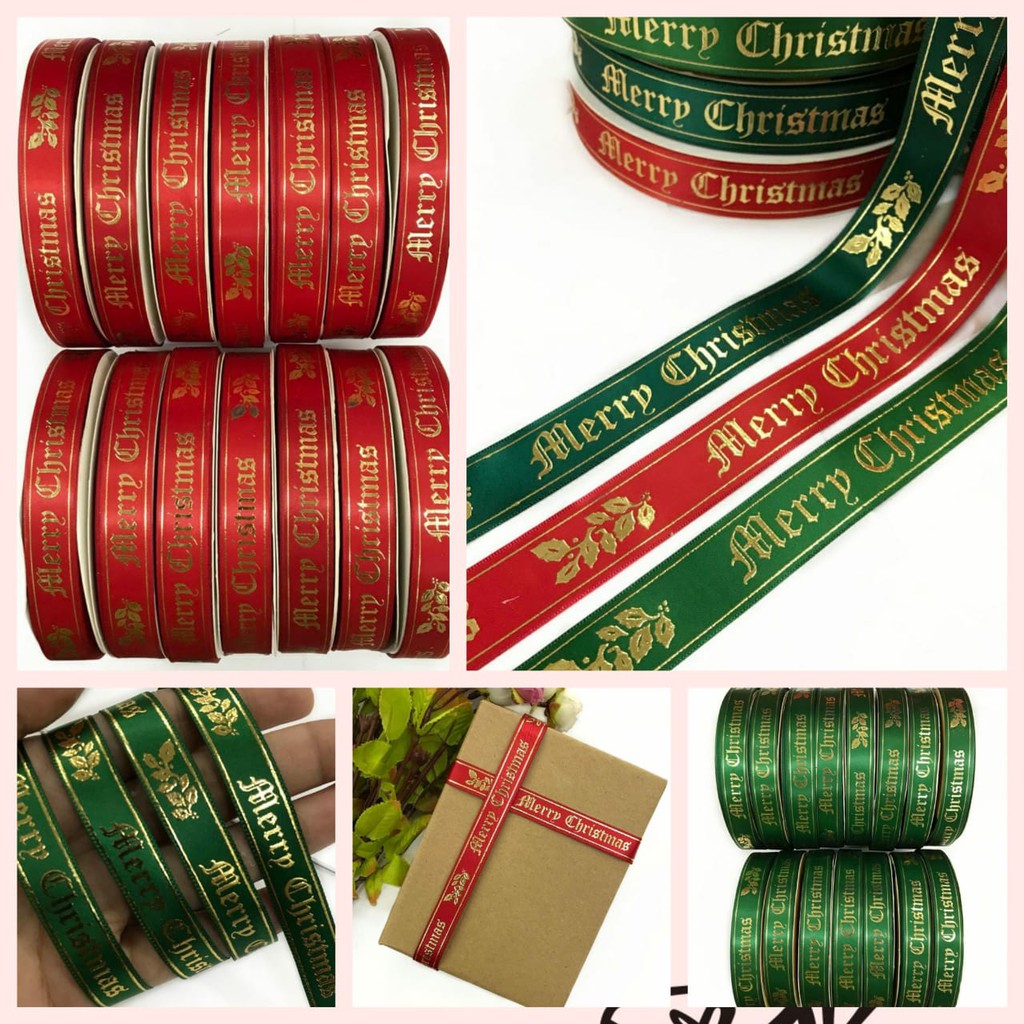 PITA NATAL | PITA KADO HAMPERS | MERRY CHRISTMAS | PITA SATIN | GROSGRAIN JUAL PER YARD