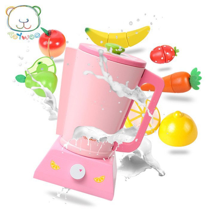 Toywoo Pink Juicer Set mainan blender kayu edukasi playpretend