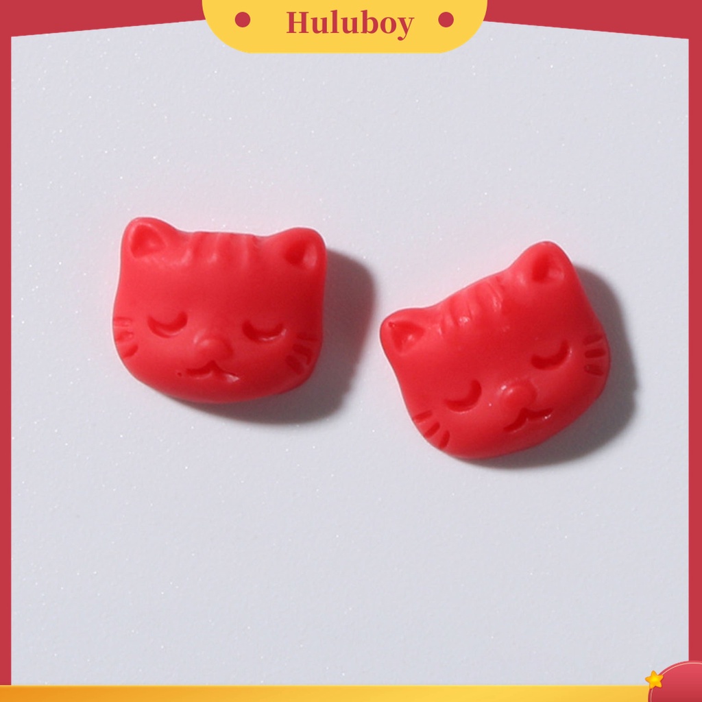 Huluboy Huluboy♡ 30 Pcs / Set Ornamen Kuku Efek 3D Bentuk Kepala Kucing Aksen Berlian Warna-Warni Untuk Wanita