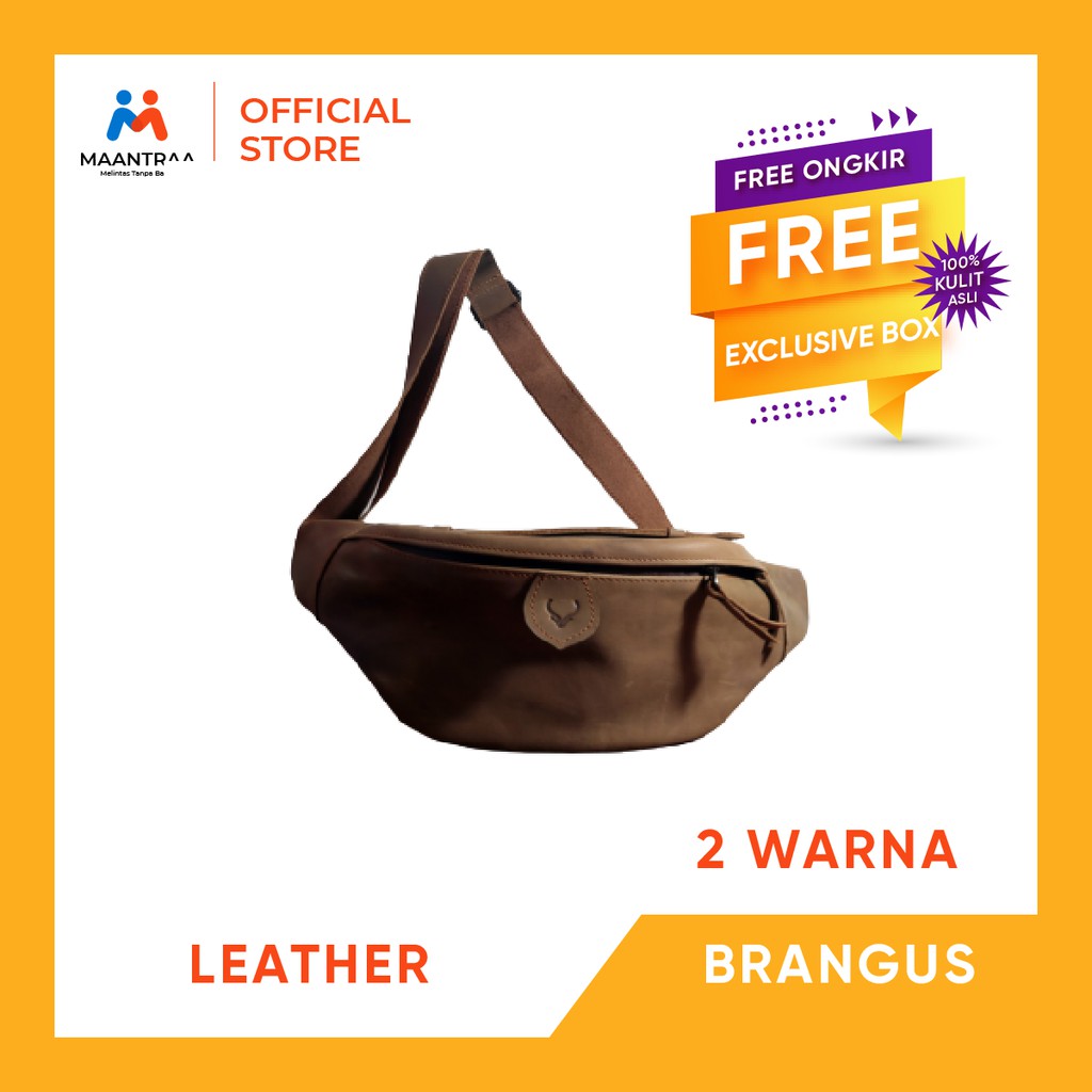 BULL LTHR Brangus Waist Bag Tas Kulit Pria Pria Asli Original