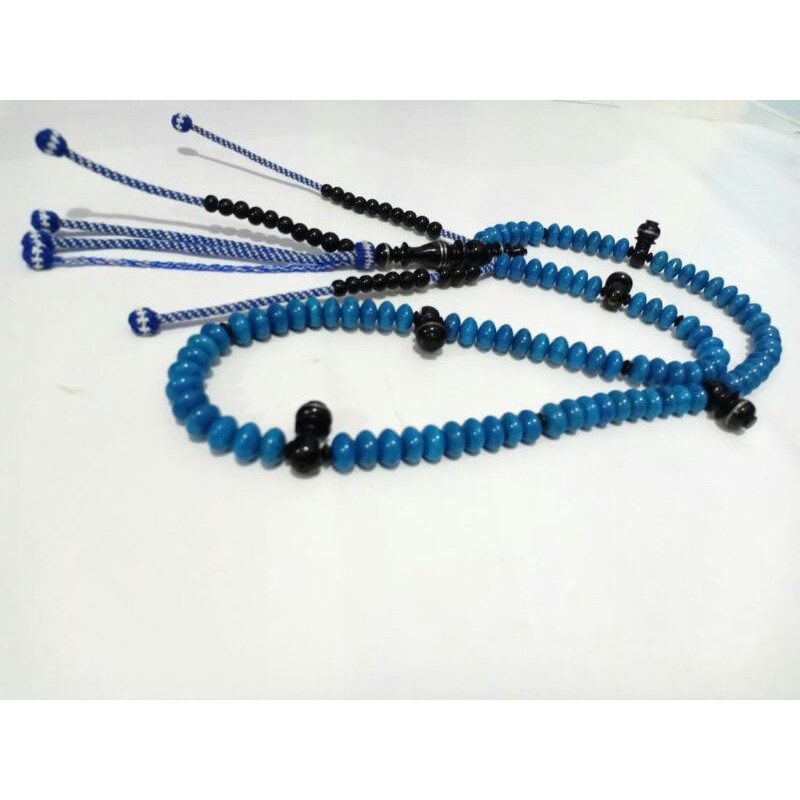 Tasbih tijani Coral blue pipih 10mm