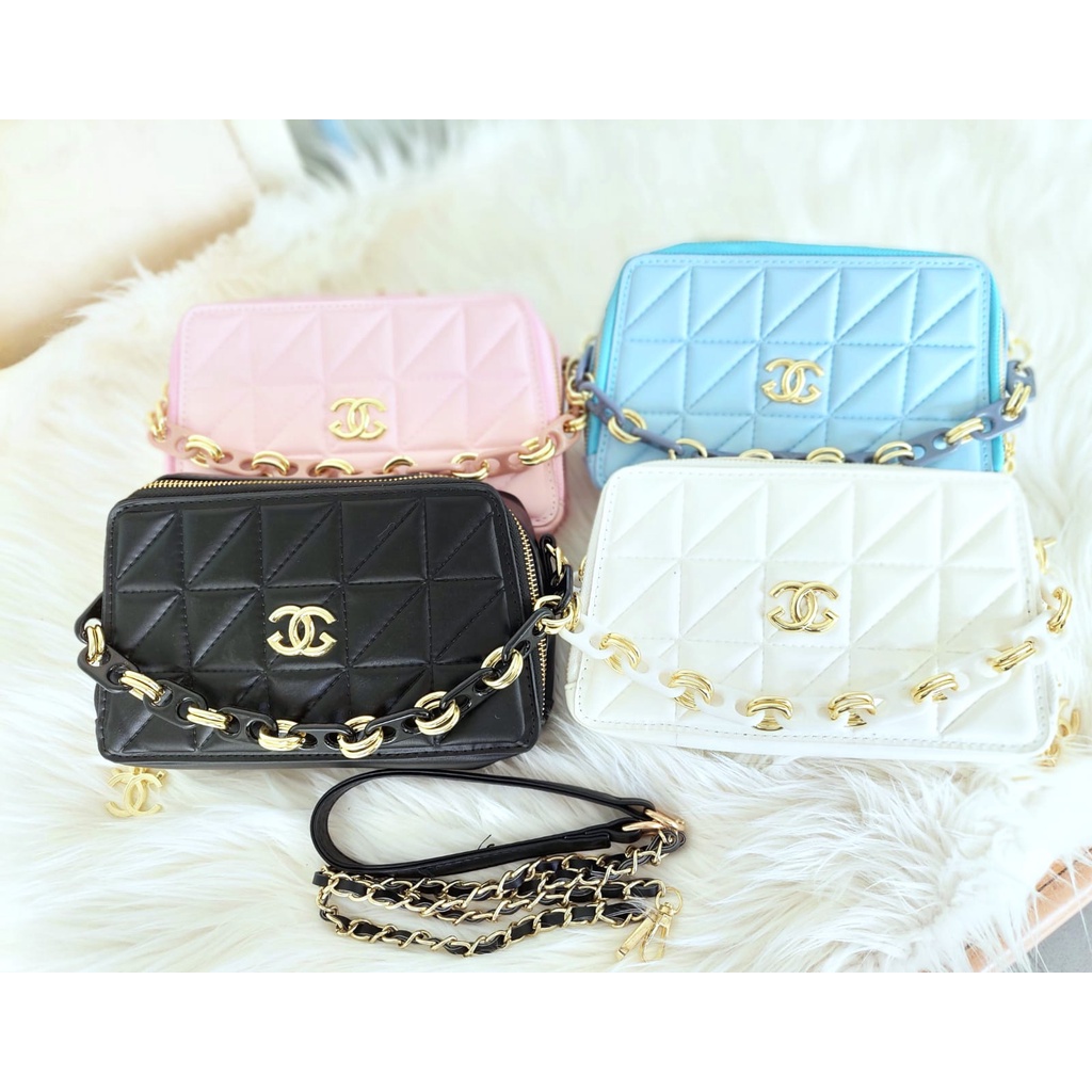 BJ15454 - BLACK/BLUE/PINK/WHITE - TAS IMPORT TAS WANITA FASHION IMPORT MODIS ELEGAN TERMURAH TERLARIS TERBARU BAGSTORE JAKARTA TAS BATAM ELJ5454