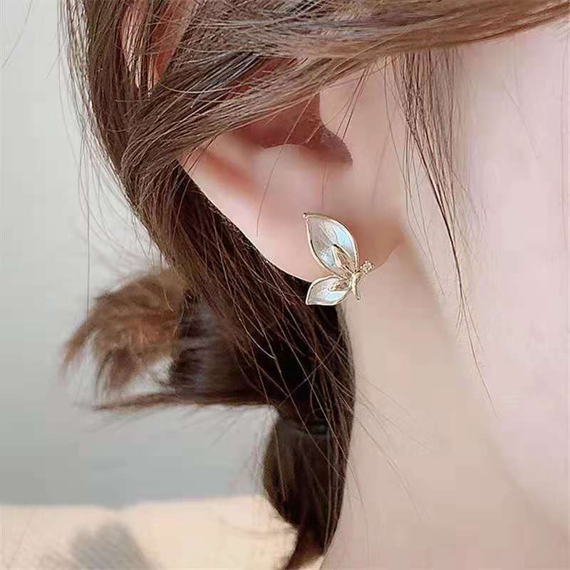 Anting Tusuk Sterling Silver 925 Model Kupu-Kupu Gaya Korea Untuk Wanita