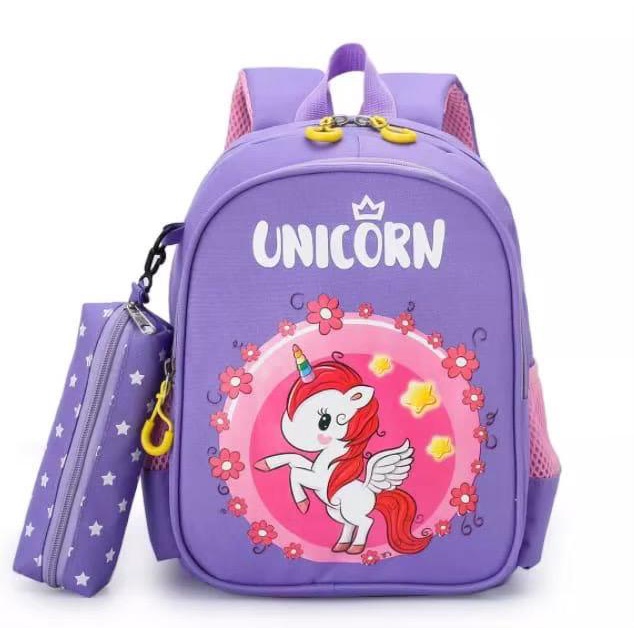 tas ransel sekolah anak perempuan karakter unicorn pul STRIP trendy kekinian